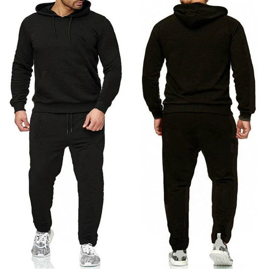 Buy Center Men's Solid Color Tracksuit - High-Quality Hoodie & Jogger - Buy Center UK