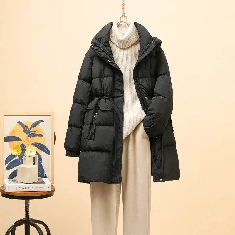 Buy Center Women's White Duck Down Puffer Jacket - Slim Fit & Hooded - Buy Center UK