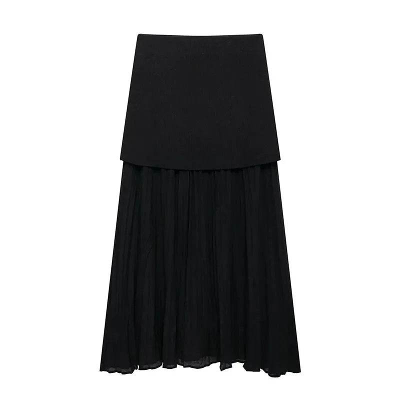 Buy Center Knitted V-neck Patchwork Skirt Set - Summer Slim Fit - Buy Center UK