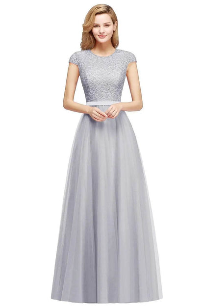 Buy Center A-line Lace Dress - Scoop Neck, Elegant Short Sleeves - Buy Center UK