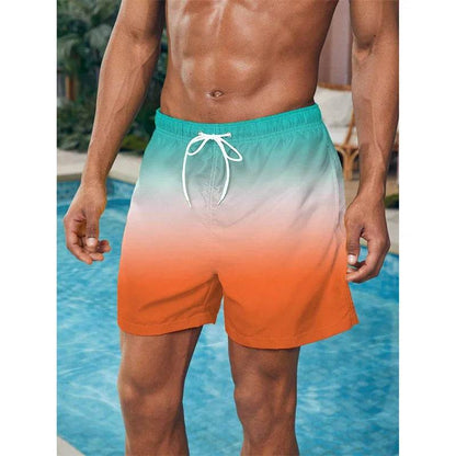 Buy Center Gradient Color Block Beach Shorts - Stylish 3D Print Design - Buy Center UK