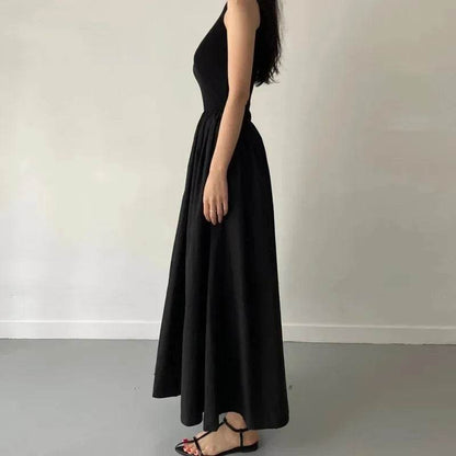 Buy Center Elegant Black Long Dress - Sleeveless High Waist Design - Buy Center UK