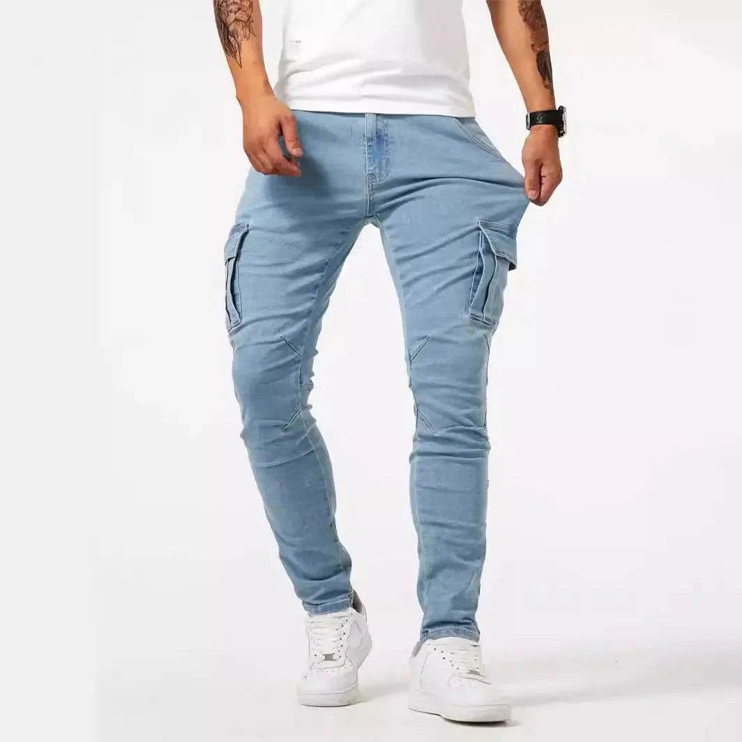 Buy Center Casual Denim Work Pants for Men - Multi Bag, Comfortable Fit - Buy Center UK