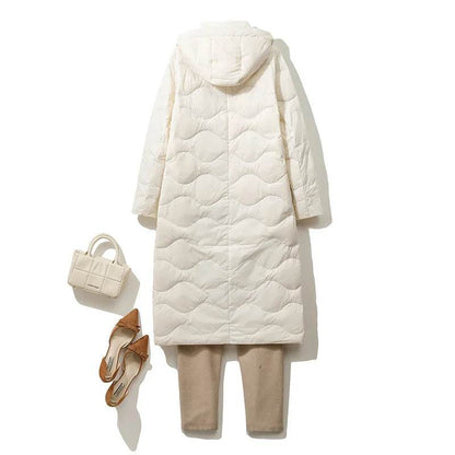 New Lightweight Down Jacket for Women - Hooded & Stylish, Over-Knee - Buy Center UK