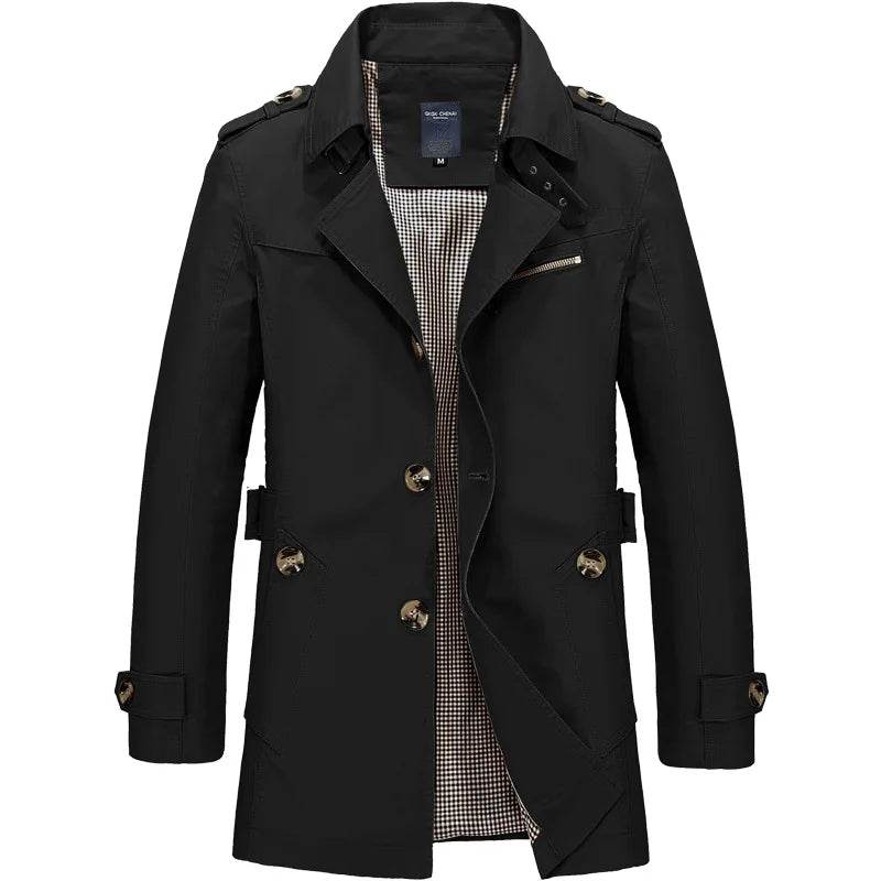 Buy Center Men's Casual Cotton Jacket - Mid-Length Trench Coat Style - Buy Center UK