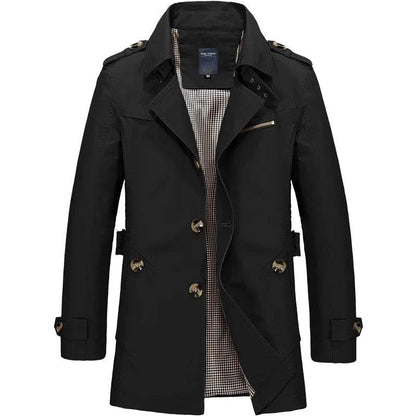 Buy Center Men's Casual Cotton Jacket - Mid-Length Trench Coat Style - Buy Center UK