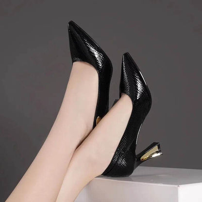 XINGDIKU Women's Snakeskin Leather Stiletto Pumps - Classic High Heels - Buy Center UK