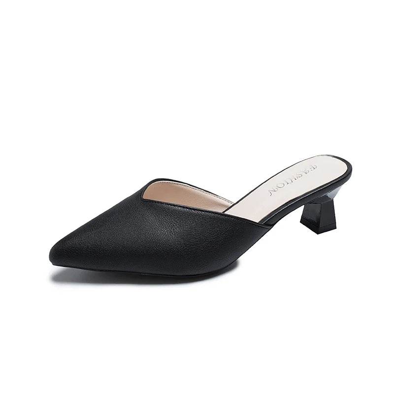 Buy Center Pointed Toe Low Heel Slippers - Luxury Fashion Slides - Buy Center UK