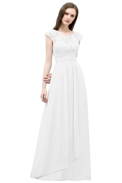 Elegant Light Blue Chiffon Bridesmaid Dress - Cap Sleeve & Lace - Buy Center UK