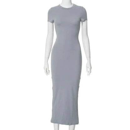Buy Center Women's Slim Fit Short Sleeve Dress - Elegant Spring Style - Buy Center UK