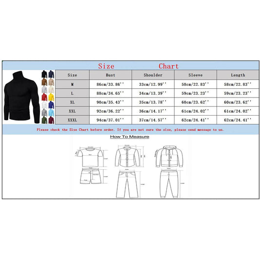 Buy Center Men's Black Turtleneck Sweater - Warm Slim Fit Autumn Top - Buy Center UK