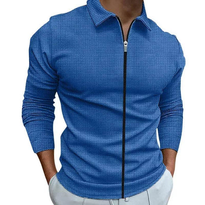Buy Center Men's Lapel Zipper Jacket - Stylish Slim Fit Cardigan - Buy Center UK