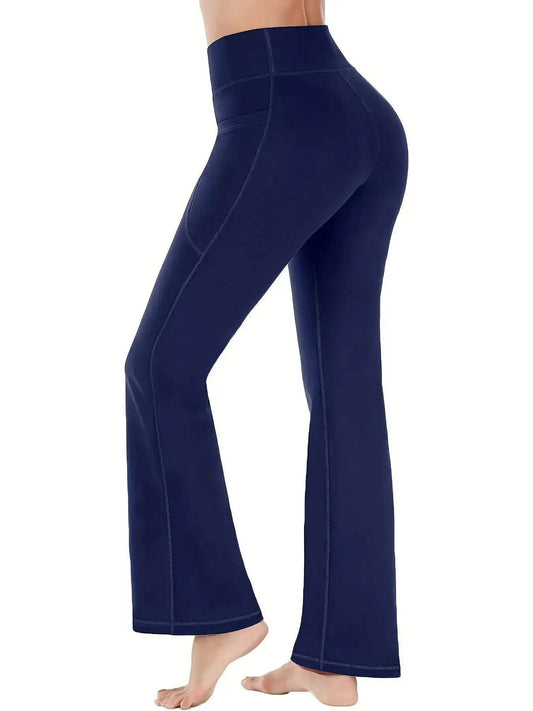 Buy Center Women's High Waist Flared Pants - Pockets & Tummy Tuck - Buy Center UK