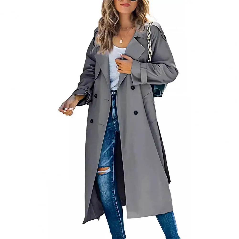 Buy Center Women's Windproof Trench Coat - Double-Breasted, Stylish Outerwear - Buy Center UK