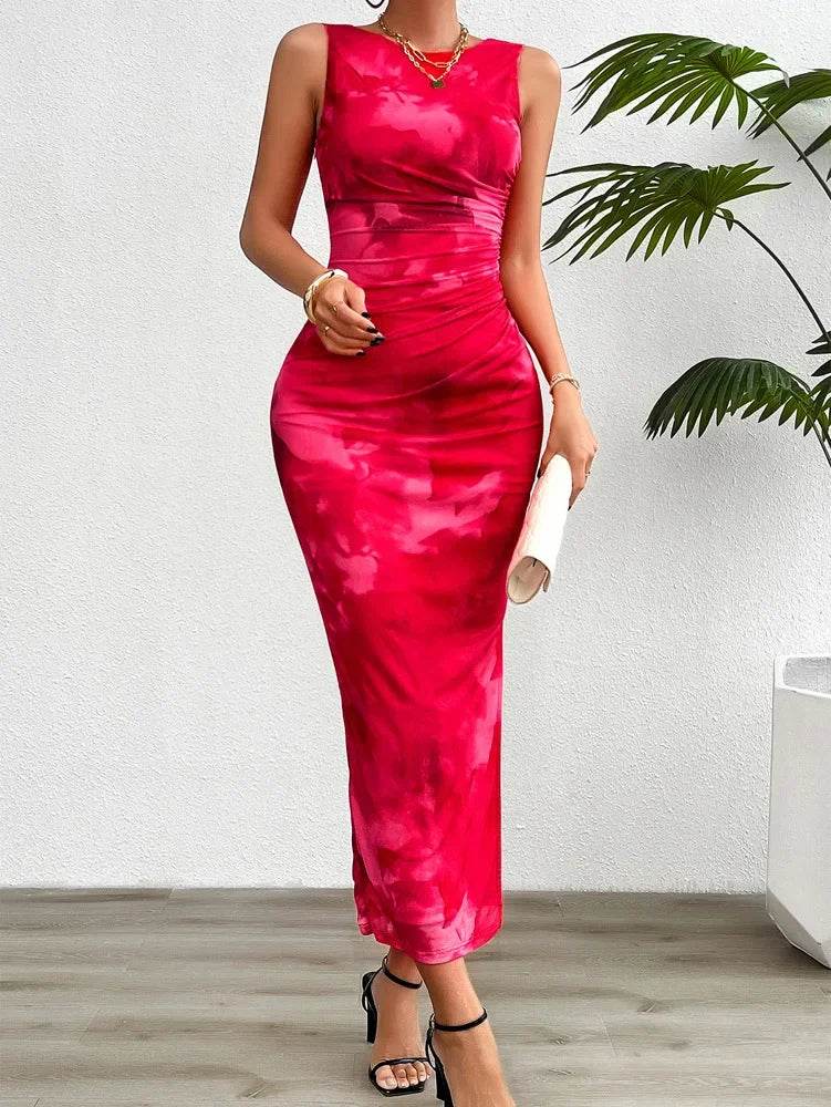 Buy Center Women's Slimming Sleeveless Tie-Dye Dress for Summer - Buy Center UK
