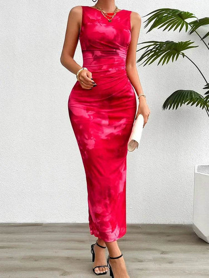 Buy Center Women's Slimming Sleeveless Tie-Dye Dress for Summer - Buy Center UK