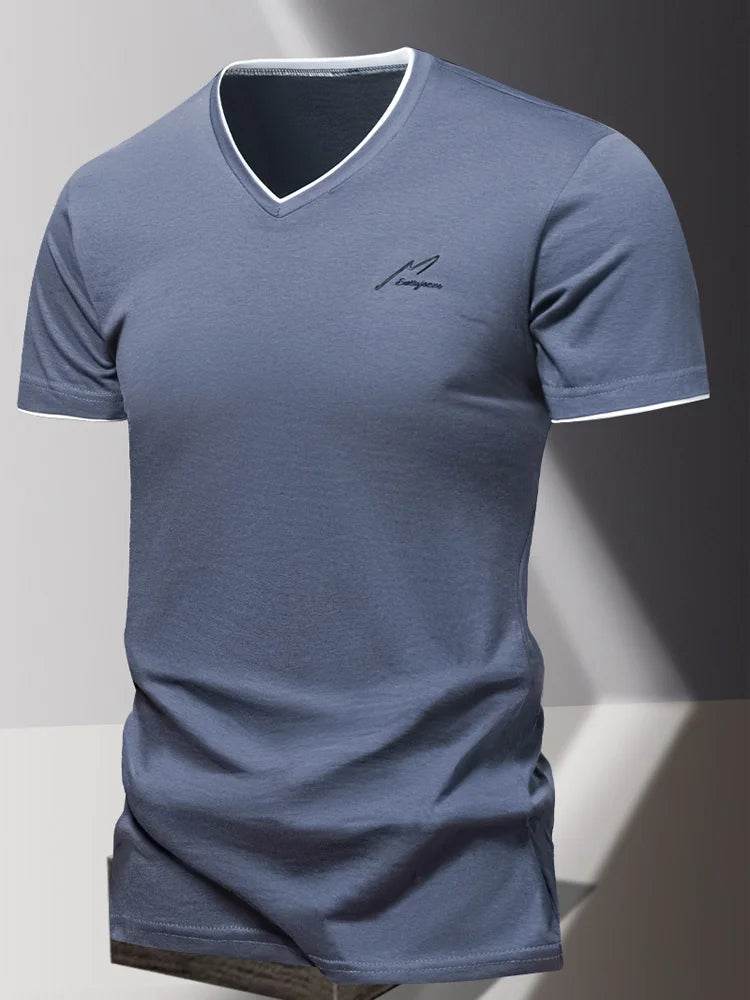 Buy Center Men's V-Neck Cotton T-Shirt - Stylish, Breathable Summer Wear - Buy Center UK