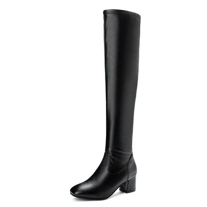 Buy Center Over The Knee Boots - Thick Heels, PU Leather, Stylish - Buy Center UK