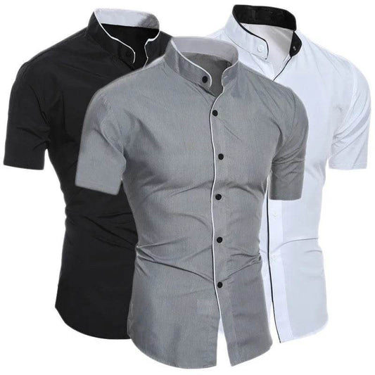 Buy Center Men's Short Sleeve Casual Shirt - Solid Color Comfort - Buy Center UK