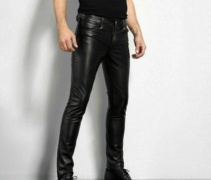 Buy Center Men's PU Leather Pants - Slim Fit Rock Style Trousers - Buy Center UK