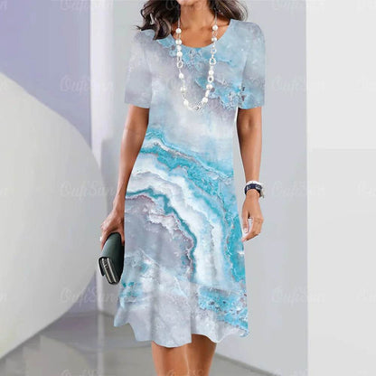 2024 Women's Plus Size Midi Dress - Elegant Graphic Print & Comfort - Buy Center UK