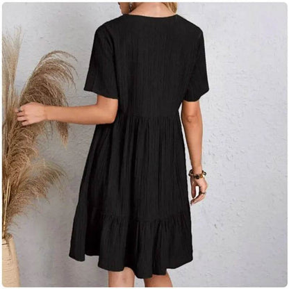 Buy Center Women’s Summer Peplum Dress - V-Neck & Ruffle Fit - Buy Center UK