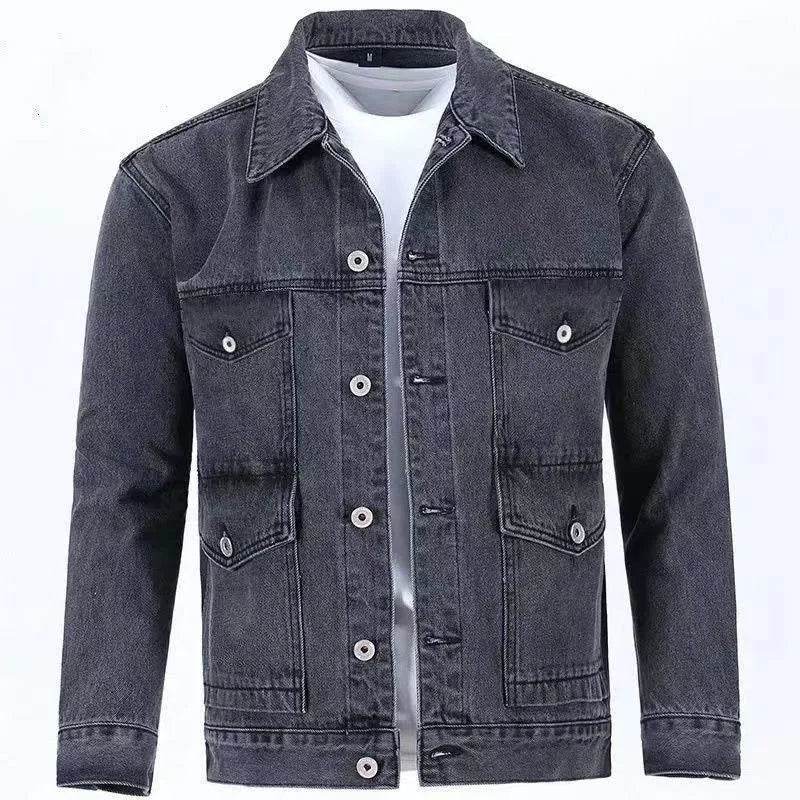 Buy Center Men's Solid Color Denim Jacket - Casual Loose Fit, Large Size - Buy Center UK