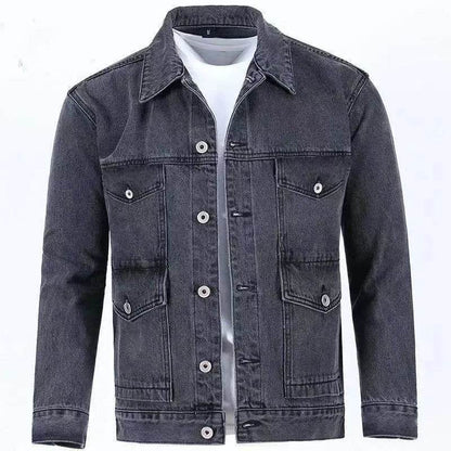 Buy Center Men's Solid Color Denim Jacket - Casual Loose Fit, Large Size - Buy Center UK