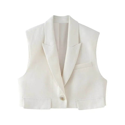 2024 Elegant Sleeveless Blazer & Wide Pants Set - V-Neck Style - Buy Center UK