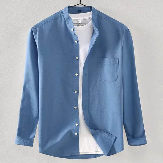 Buy Center Men's No-Iron Pure Cotton Oxford Shirt - Stand Collar - Buy Center UK
