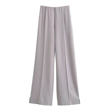Elegant Women's Two-Piece Set - High Waist Wide Leg Trousers - Buy Center UK