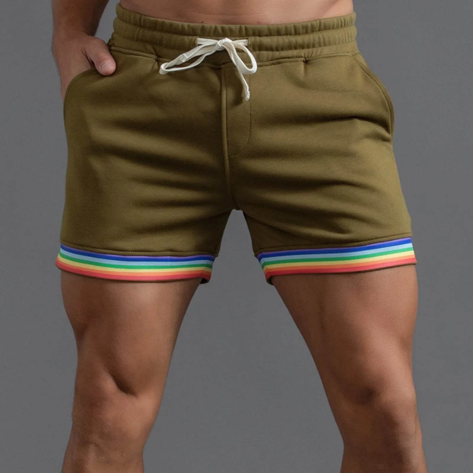 Buy Center Men's Summer Polyester Shorts - Rainbow Colors & Pockets - Buy Center UK