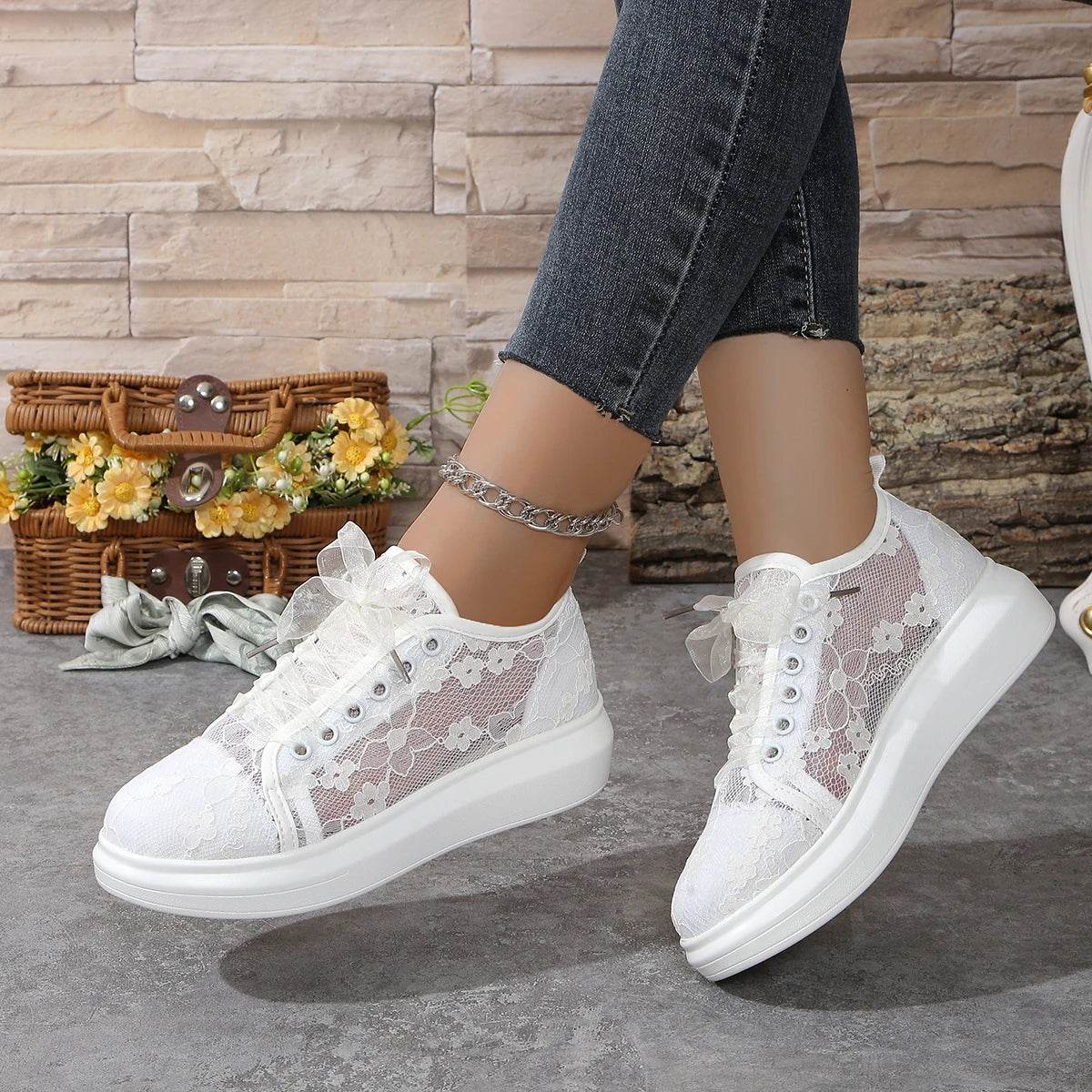Buy Center Women Sneakers 2024 - Breathable Lace Canvas Shoes - Buy Center UK
