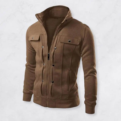 Buy Center Men’s Solid Color Jacket - Stylish Stand Collar for Spring - Buy Center UK