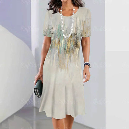 2024 Women's Plus Size Midi Dress - Elegant Graphic Print & Comfort - Buy Center UK