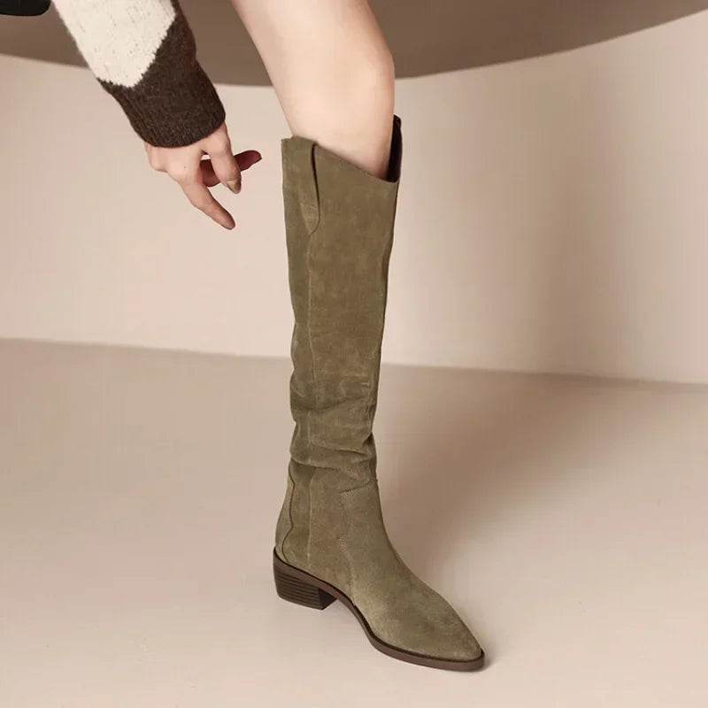 Buy Center Women's Vintage Knee-High Boots - Elegant Slim Fit Style - Buy Center UK