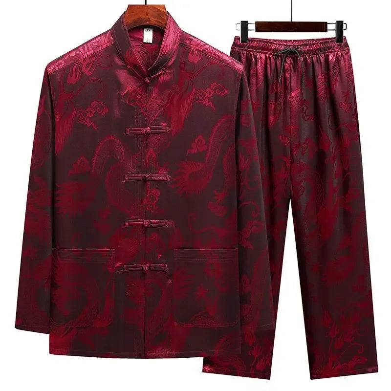Buy Center Casual Ice Silk Tang Suit - Plus Size, Loose Fit for Men - Buy Center UK