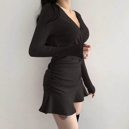 Buy Center 2024 V Neck Polyester Dress - Loose Fit, Long Sleeve Style - Buy Center UK