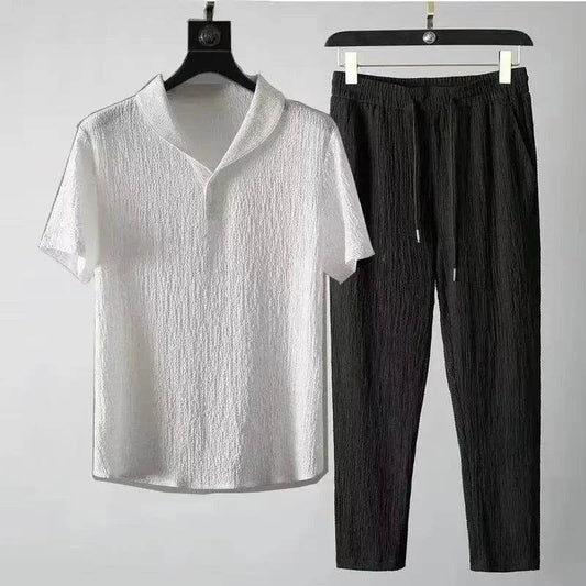 Buy Center Summer Ultra-thin Ice Silk Linen Suit - Men's 2-Piece Set - Buy Center UK