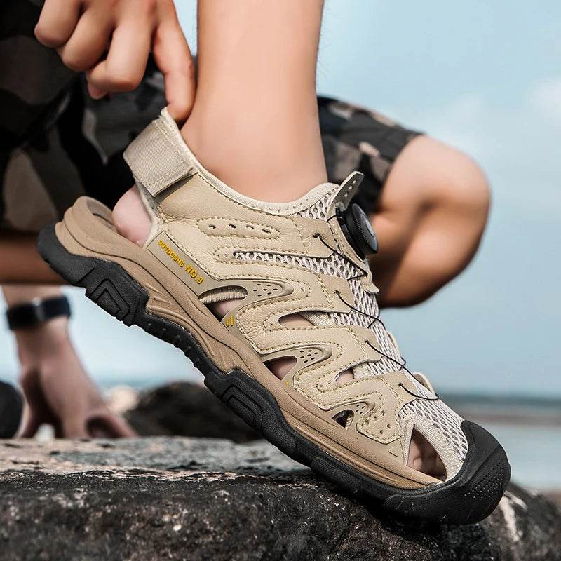 Buy Center Men's Casual Leather Sandals - Comfortable Summer Shoes - Buy Center UK