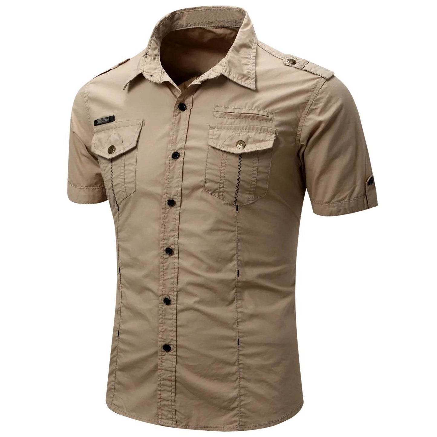Buy Center Men's Cotton Military Tactical Shirt - Short Sleeve Summer Style - Buy Center UK