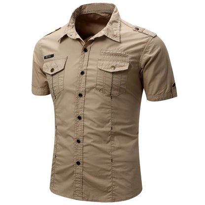 Buy Center Men's Cotton Military Tactical Shirt - Short Sleeve Summer Style - Buy Center UK