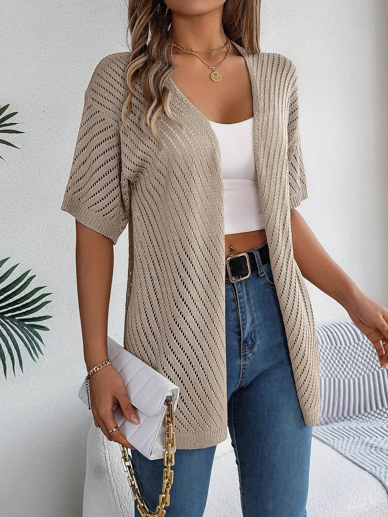 Buy Center Spring Summer Knitted Cardigan - Casual Hollow Out Fit - Buy Center UK