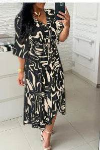 Buy Center Bohemian Midi Dress - V-Neck, Half Sleeve, A-Line Fit - Buy Center UK