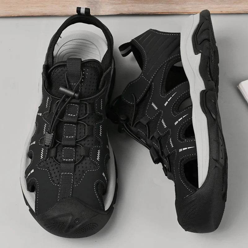 Buy Center Men's Genuine Leather Sandals - Casual Beach Shoes - Buy Center UK