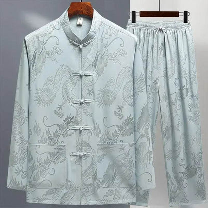 Buy Center Casual Ice Silk Tang Suit - Plus Size, Loose Fit for Men - Buy Center UK