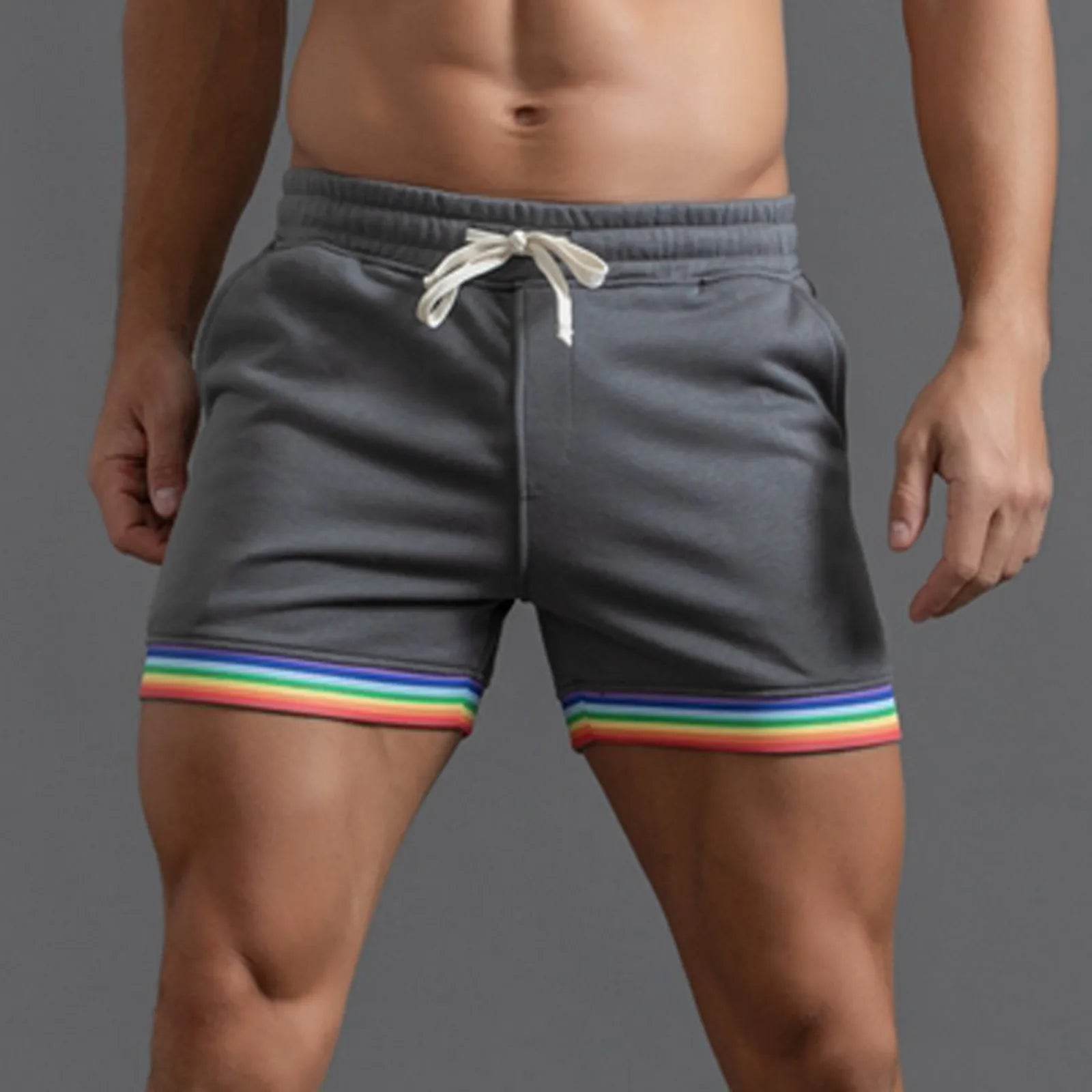 Buy Center Men's Summer Polyester Shorts - Rainbow Colors & Pockets - Buy Center UK