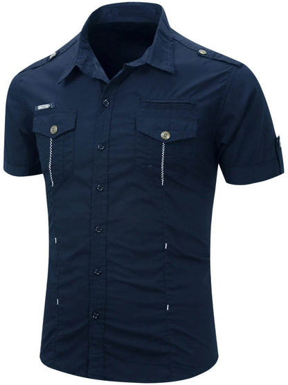 Buy Center Men's Cotton Military Tactical Shirt - Short Sleeve Summer Style - Buy Center UK