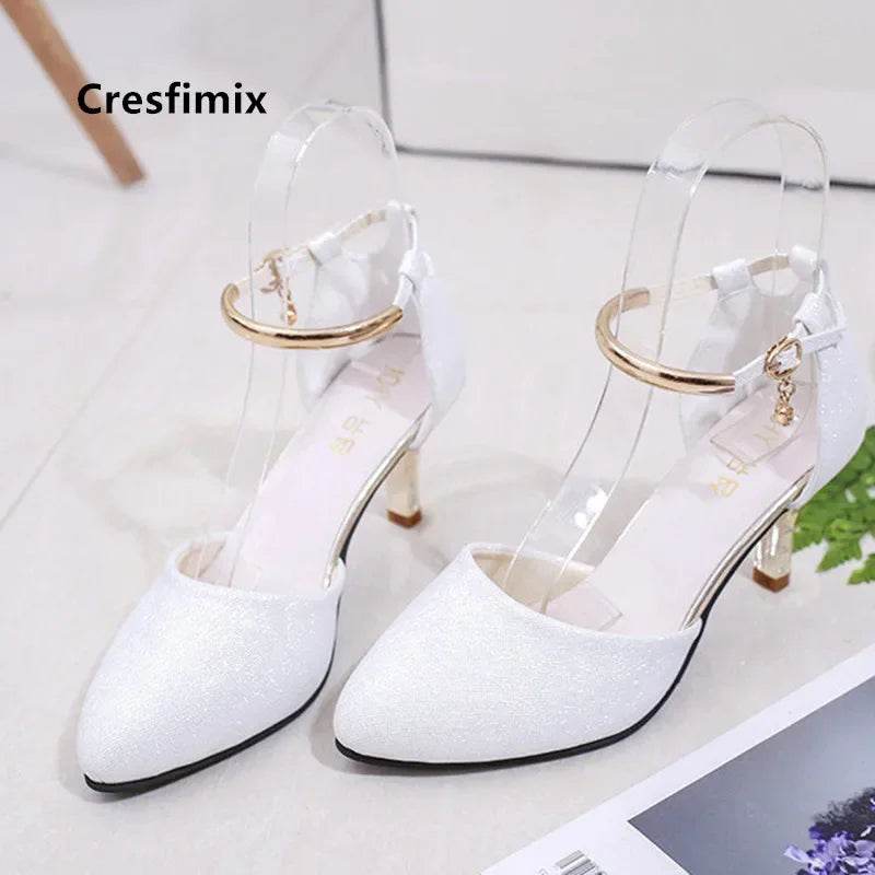 Elegant Women's White Buckle Strap Square Heel Pumps for Office - Buy Center UK