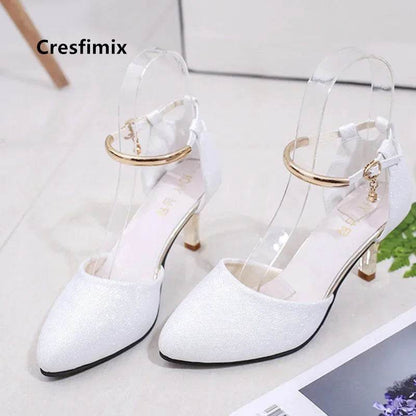 Elegant Women's White Buckle Strap Square Heel Pumps for Office - Buy Center UK